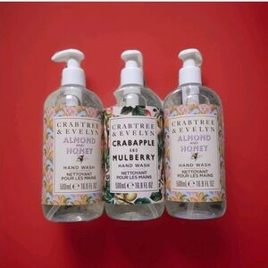 3 Crabtree & Evelyn Hand Wash Soaps 2 Almond Honey 1 Crabapple Mulberry 16.9oz